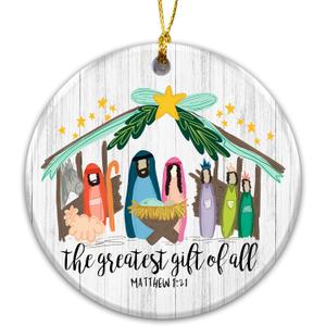 2 x Nativity Ornament 2025, Religious Ornament 2025  White Elephant Gift, The Greatest Gift of All with Matthew 1:21  Baby Jesus Holiday Dcor & Faith Keepsake