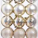 Sibosen Christmas Ball Ornaments, 34 Count Pre-Strung Xmas Balls, Shatterproof Barrel Packed Balls for Holiday Party Wreath Tabletop Tree Decorations, 3.15 Inch, Ivory