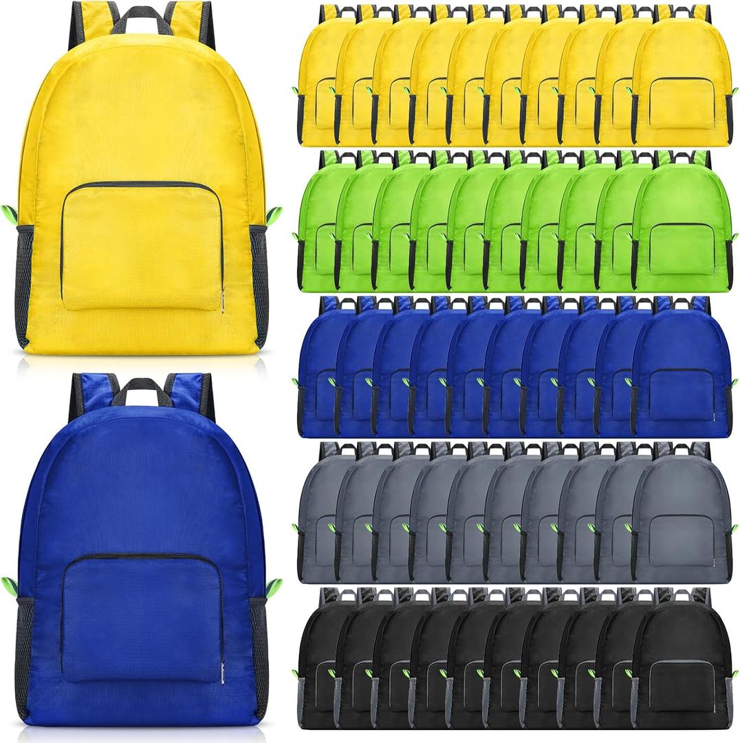 Eccliy 50 Pack Backpacks in Bulk 17 Inches Back Pack Basic Backpack for adult Lightweight Outdoor Travel Bookbags (5 Classic Color)