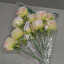 U'Artlines 2 Bouquet 10 Heads Artificial Peony Silk Flower Leaf Home Office Wedding Party Festival Bar Decor (Cream White)