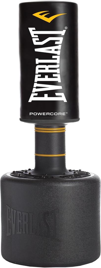 Everlast P00001266 Powercore Free Standing Indoor Rounded Heavy Duty Fitness Training Punching Bag (Black/White)