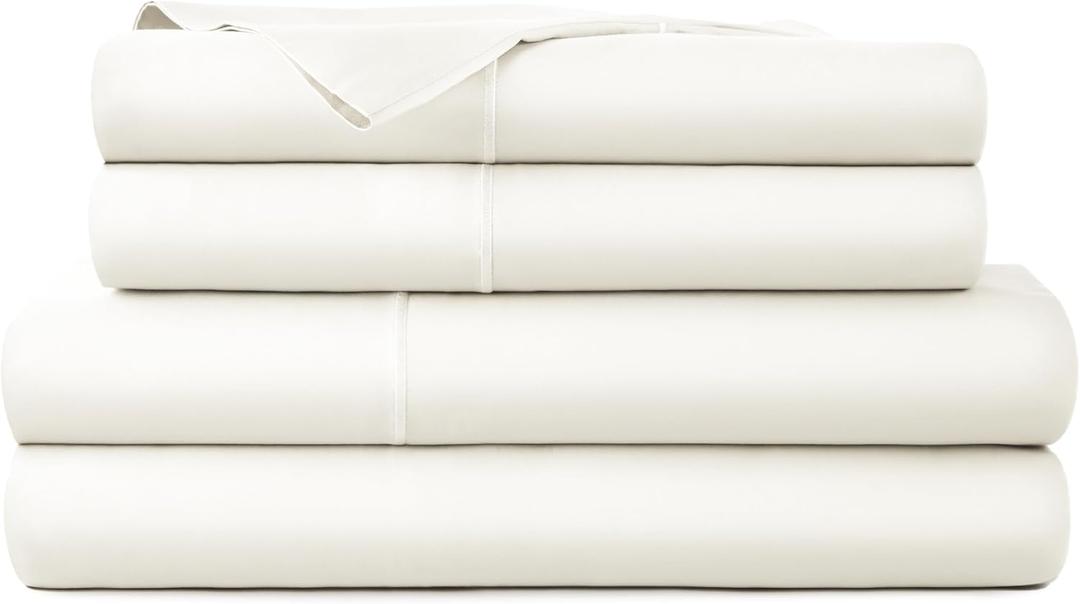 Whisper Organics, 100% Organic Cotton Sheets - 300 Thread Count Bed Sheets Set - Premium Quality Sheets - Deep Pocket Sheet Set - GOTS Certified, Natural (King Size)
