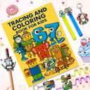 Brainrot Party Pack 40PCS Italian Brainrot Party Favors Set with Coloring & Tracing Books, Bubble Sticks, Spiral Straws, Keychains and Pencil Toppers