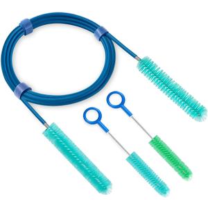 CPAP Hose Cleaner Brush Set, CPAP Hose Brush & Dual-Ended CPAP Tube Cleaning Brush for 15 mm Slim & 22 mm Hoses (78.7 in), 2 Detail Brushes for Mask Vent & Humidifier, Brushes Only