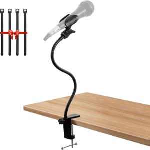 Podium Microphone Holder & Mic Holder -13.78" Flexible Gooseneck Desktop Mic Stands Holder for Lectern Podium Podcast Meetings Lectures Pulpit Streaming Gaming Studio