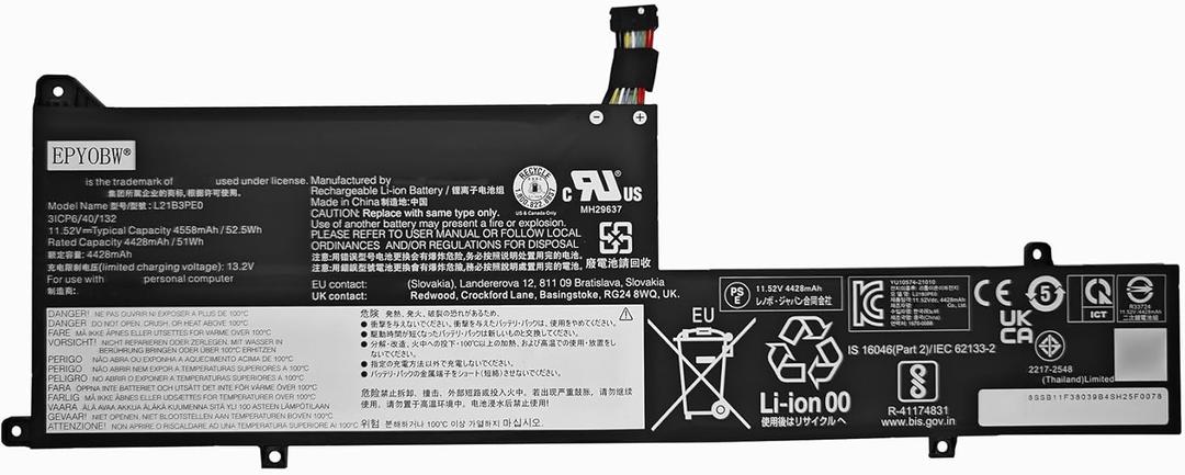 L21B3PE0 Laptop Battery 52.5Wh Compatible with Lenovo Flex 7-14IRU8 5-14ALC7 / IdeaPad Flex 5-14IAU7 5-14ALC7 5-14ABR8 5-14IRU8 5-16ALC7 5-16IRU8 5-16IAU7 7-14IAU7 Series L21M3PE1 L21L3PE0
