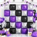 Black Purple Silver Foil Balloon Wall,25Pcs Double Sided Balloons Backdrop Helium Balloon Tunnel Arch Garland Kit for Birthday Graduations Anniversary Baby Shower Party Decorations