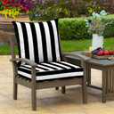 Arden Outdoor Deep Seat Cushion Set (4-Pack), 24 in x 24 in, Weather-Proof, Rain-Proof, Fade Resistant Patio Cushion for Chair, Sofa, and Couch Black Cabana Stripe