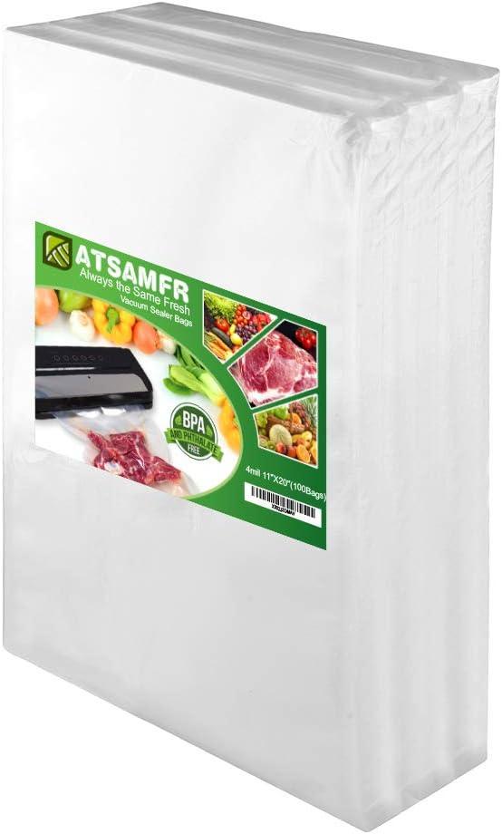 4mil 100 Plus Gallon Size11x20Inch Vacuum Sealer Food Bags with BPA Free,Heavy Duty,Great for Vac Storage or Sous Vide Cooking