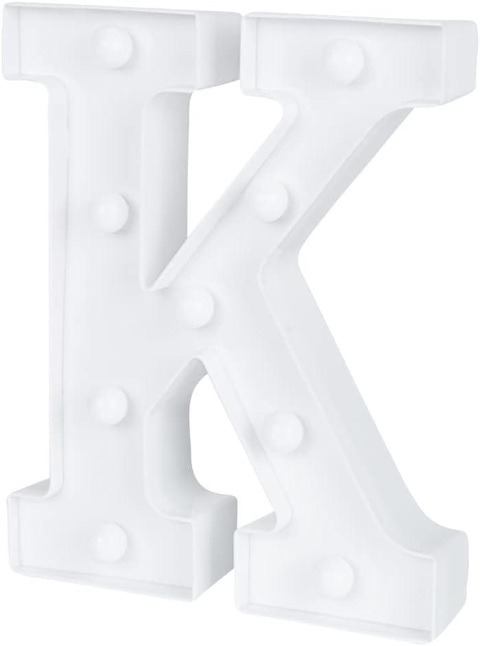 Restaurantware Illumify 6.9 x 1.2 x 8.7 Inch Light Up Letter 1 Durable Marquee LED Light - Letter K Touchproof White Plastic Party Light Keyhole Slot For Parties Weddings Or Special Events