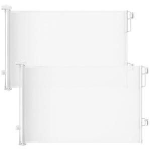 Cumbor 2-Pack Retractable Baby Gates for Stairs, 55" Wide Soft Mesh Pet Gate for Dogs with One Hand Opening, 34" Tall Toddler Gate with Top Lock for Bedroom, Doorways, Indoor/Outdoor, White