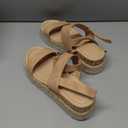 LAICIGO Women’s Open Toe Wedge Platform Espadrilles Ankle Strap Buckle Faux Leather Cork Rubber Summer Sandals, (Size 7-Khaki)