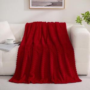 Puncuntex Red Throw Blanket 60"80" inches Fuzzy 3D Jacquard Decorative Flannel Fleece Super Soft Plush Cozy Blanket for Couch Sofa Chair Lightweight