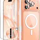 BERFY for iPhone 17 Pro Max Case for Women, Compatible with MagSafe, Crystal Clear Shockproof Protective Case, Anti-Yellowing, with Screen Protector & 3 Camera Lens Covers 6.9", Clear