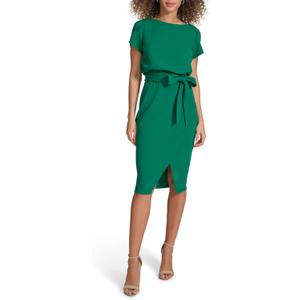 Kensie Women's Short Sleeve Tie Waist Midi Dress (8)