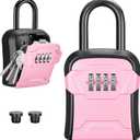 Puroma Lock Box, Key Lock Box Wall Mount & Portable Combination Lockbox with Resettable Code, Security Lockbox for Outside House Keys, Apartment Realtors Spare Keys Storage (1 Pack, Pink)