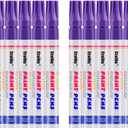 Purple Paint Markers, 12 Pack Oil-Based Waterproof Quick Dry Permanent Paint Pen Set for Rocks Painting, Wood, Fabric, Plastic, Canvas, Glass, Mugs, Metal, Tire, Stone, DIY Craft