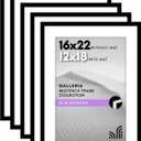 Americanflat 16x22 Picture Frame with Polished Plexiglass - Set of 5 - Use as 12x18 Frame with Mat or Display 16x22 Photo Without Mat - Galleria Collection - Picture Frames for Wall Display - Black