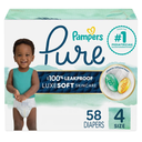 Pampers Pure Protection Baby Diapers, Size 4 (22-37 lbs), 58 Count, Up to 100% Leakproof, Premium Plant-based Skin Protection, Hypoallergenic Soft Diapers