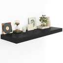 Heimlove 12 Inch Deep Floating Shelves, 55 x 12 inch Extra Long Floating Shelves for Wall, Large Display Shelf & Storage Shelf for Living Room Bedroom Kitchen Home Office, Set of 1, Black