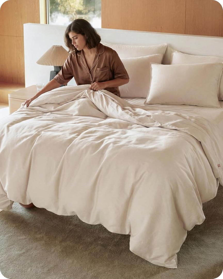 Bedsure 100% Organic Cotton Duvet Cover King Size - GOTS Certified, Luxury PureWoven Duvet Cover Sheet with Zipper, Ultra-Soft Breathable Bedding Set for Home Hotel(Linen, 104"x90")
