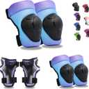 GEQID Kids Knee Pads Elbow Pads Wrist Guards Set ,Protective Gear for 4-6-12 Boys Girls or Boys Roller Skating Scooter Skateboarding Bike Toddler (Purple blue gradient)
