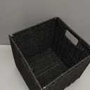 10.5x10.5in Storage Basket, 1 Pack Black Paper Rope Woven Baskets,Foldable Handwoven Storage Cubes,Wicker Cube Baskets Laundry Organizer Totes for Bathroom, Bedroom, Laundry, Pantry, Shelves
