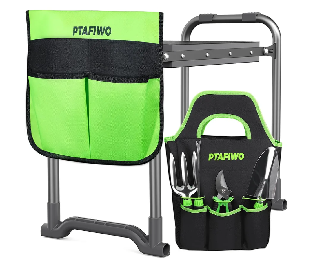 Upgraded Kneeler and Seat - Thicken & Widen Soft Kneeling Pad, Heavy Duty Gardening Stool with 2 Tool Bags & 4 Garden Tools, Gifts for Women, Men & Seniors
