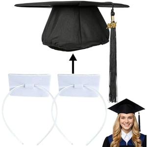 OCQOTAT 2 Pack Graduation Cap Headband, Grad Cap Insert with Hook & Loop or EVA Foam Sticker, Secure Your Graduation Cap and Hairstyle, Essential Hat Accessory for Graduates,Students, Girls,Clear