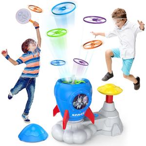 Outdoor Toys for Kids Ages 3-8: Flying Disc Launcher Toy Chasing Games - Summer Outside Yard Activities Chasing Toy for Toddlers Ages 3 4 5 6 7 8 Backyard Games Birthday Gift for Boys Girls, Blue