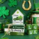 St. Patrick's Day Decorations,St. Patrick's Day Tiered Tray Decor Set of 6,Irish Book Stack, Shamrock LUCK Blocks,Irish Wooden Signs for Home Table Shelf