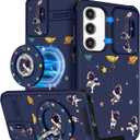 Buleens for Samsung Galaxy S23 Case 6.1 Inch - with Ring Stand & Camera Cover Aesthetic Cute Designed Women Girls Cartoon Astronaut for Samsung S23 Case Compatible with Magsafe