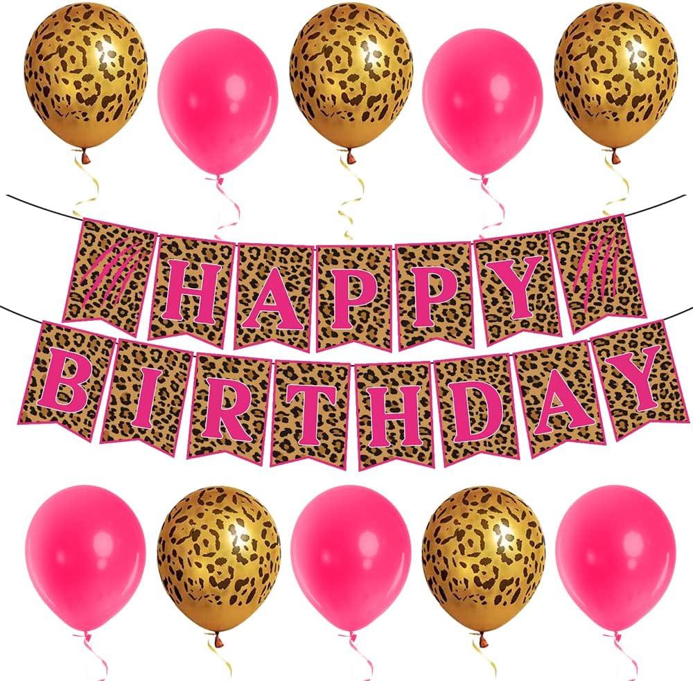 Leopard Party Decorations Set, Cheetah Happy Birthday Banner, Cheetah Theme Balloons, Leopard Wild Birthday
