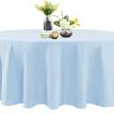 108 Inch Stain and Wrinkle Resistant Washable Polyester Table Cloth, Decorative Table Cloth for Dining Table, Buffet Parties and Wedding, Blue Mist