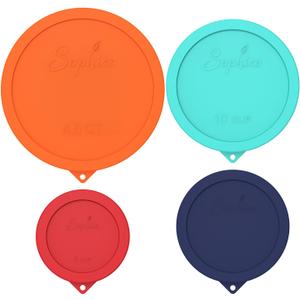SOPHICO Silicone Replacement Lids for Pyrex Sculpted Glass & Tinted Glass Bowls Mixing Bowls4 size