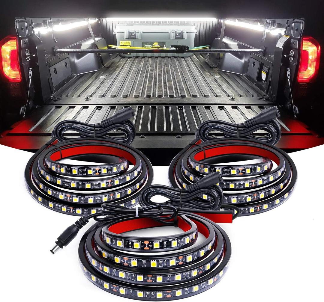 Nilight 3PCS 60 Inch Bed Light Strip 270 LED with On/Off Switch Blade Fuse Splitter Extension Cable for Cargo Pickup Truck SUV RV Boat (White)