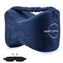 Knee Pillow for Side Sleepers - Relief from Sciatica Pain, Back/Leg Pain, Pregnancy, Hip and Joint Pain Memory Foam Leg Pillow + Free Sleep Mask and Ear Plugs (Blue)