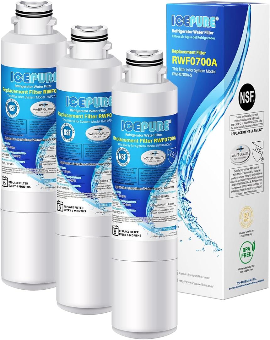 3 x ICEPURE DA29-00020B Replacement for Samsung Water Filter HAF-CIN/EXP HAF-CIN DA29-00020B-1 RF28HMEDBSR RF263BEAESR RS25J500DSR RF263TEAESG RWF0700A HDX FMS-2 DA97-08006A-1 RF4287HARS RF28HFEDBSR 3PACK