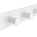 Coat Rack Wall Mounted, White Coat Hooks Adhesive & Screw in, Stainless Steel Door Hooks for Hanging Hat Towels Clothes, Hook Rail with 6 Round Hangers