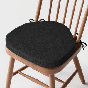 Windsor Chair Cushions for Dining Chairs 1 Pack Non Slip Kitchen Seat Cushion with Ties and Washable Covers Indoor Comfortable Seat Pad with Thick Foam 16.5" x 15.5" x 2" Black