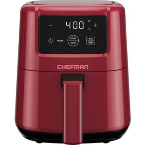 CHEFMAN 2 Qt Mini Air Fryer – Digital Space-Saving Compact Air Fryer with Nonstick and Dishwasher Safe Basket, Quick & Easy Meals in Minutes, Features Digital Timer and Shake Reminder – Red, 2 Quart