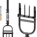 Lawn Aerator Coring Tool, Manual Plug Core Aerators with Cleaning Stick, 2 Half-Open Hollow Slot Tines and 2 Spike Heavy Duty Grass Aeration Tool for Soils Yard Garden