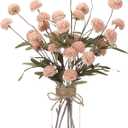 6PCS Mums Artificial Flowers with Vase - Small Silk Fake Flowers Suitable for Vase Bedroom Dining Room Living Rooms Decor Home Table Decor