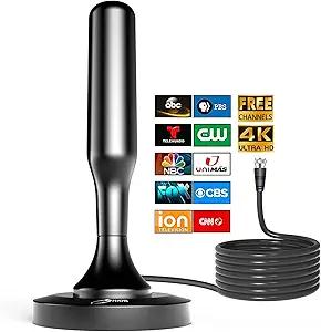 HIDB TV Antenna for Smart TV Indoor, Digital Indoor HD Antennas with Strong Magnetic Base, Easy Installation, Long Range Reception for Local Channels 4K 1080P, 10ft Long Cables (White)