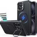 ESR for iPhone 16 Plus Phone Case with Stand, 23ft Military-Grade Drop Protection with Camera Control, Shock-Absorbing Rugged Cover, Compatible with MagSafe Accessories, Cyber Series, Black