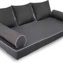 Twin Size Porch Swing Bed Cushion Cover,Waterproof Outdoor Twin Mattress Cover for Daybed,Outdoor Daybed Cushion Bolster Pillow Fitted Sheet Covers,Only Covers (Dark Gray, 75 * 39 * 6in)