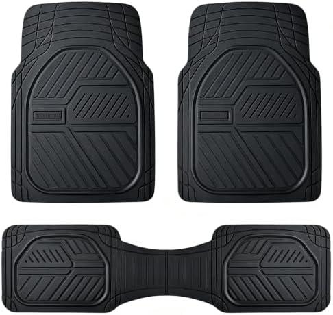 Coverado Car Floor Mats All Weather Waterproof Deep Dish Anti-Slip Car Mats Full Set, Heavy Duty Rubber Floor Mats for Cars, Universal Trim to Fit Automotive Floor Mats for Cars Trucks SUV, Black