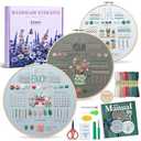 ETSPIL Embroidery Kit for Beginners, Easy Step-by-Step 4K Video Tutorials for Adults to Master 33 Core Stitches, Bound Guide & Magnetic Minder, Relaxing DIY Craft Hobby Gift for Women, 2 Pack