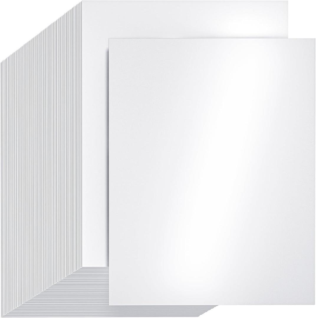 CreGear 100 Sheets White Shimmer Cardstock Printer Paper 8.5 x 11, 78lb/210gsm Glossy Card Stock, Premium Pearl Cardstock, Double Side Pearlescent Paper for DIY Craft, Christmas Card Making,Invitation
