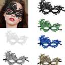LSHDXD 6PCS Multi-color Mass Pack Halloween Lace Mask Masquerade,Half Face Masquerade,Venetian Mask Lace Eye Phoenix Mask for Carnival Ball Party